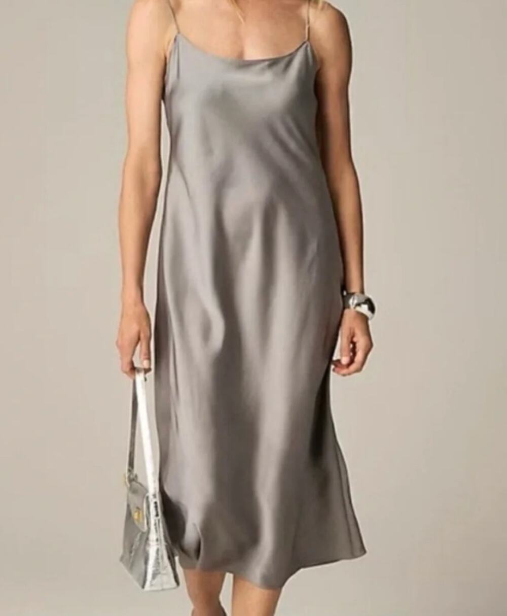 j. crew gwyneth sleek slip dress in silver bv496 women size 6